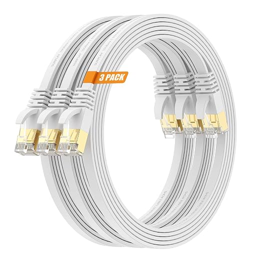 Cat7 10FT Ethernet Cable Flat-White-10Gbps Ultra Slim High Speed Double Shielded - Image 9