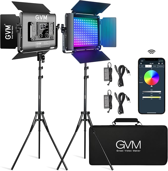 GVM RGB LED Video Light with Lighting Kits, 680RS 50W Led Panel Light with by GVMGreatVideoMaker
