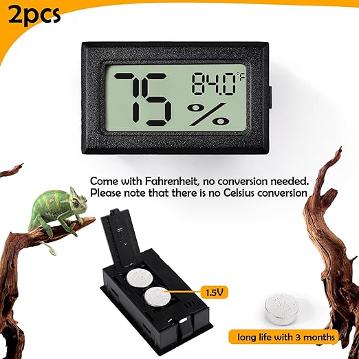 2 PCS Rectangle Reptile Thermometer and Humidity Gauge - Image 3