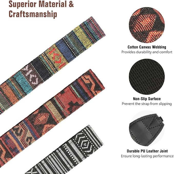 MoKo Camera Strap, Retro Cotton Canvas Woven Strap Universal Shoulder Neck - Image 3