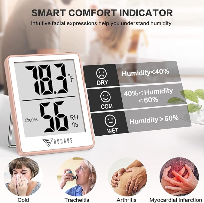 DOQAUS Indoor Thermometer for Home, Room Thermometer Humidity Meter - Image 3