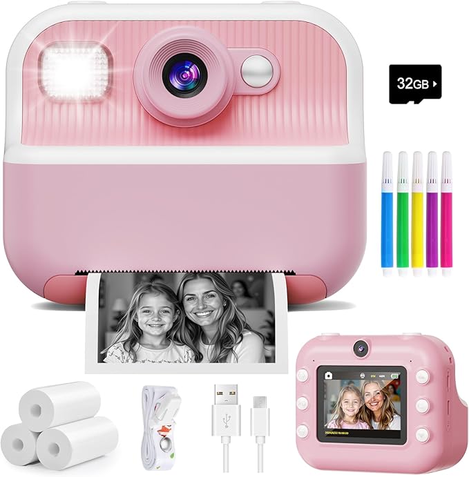 Instant Camera, Front Rear Dual Selfie Kids Camera by DUDUDRAGON