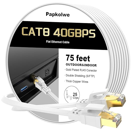 Cat 8 Ethernet Cable 75 ft, Heavy Duty High Speed Cat8 LAN Network Cable by Unknown