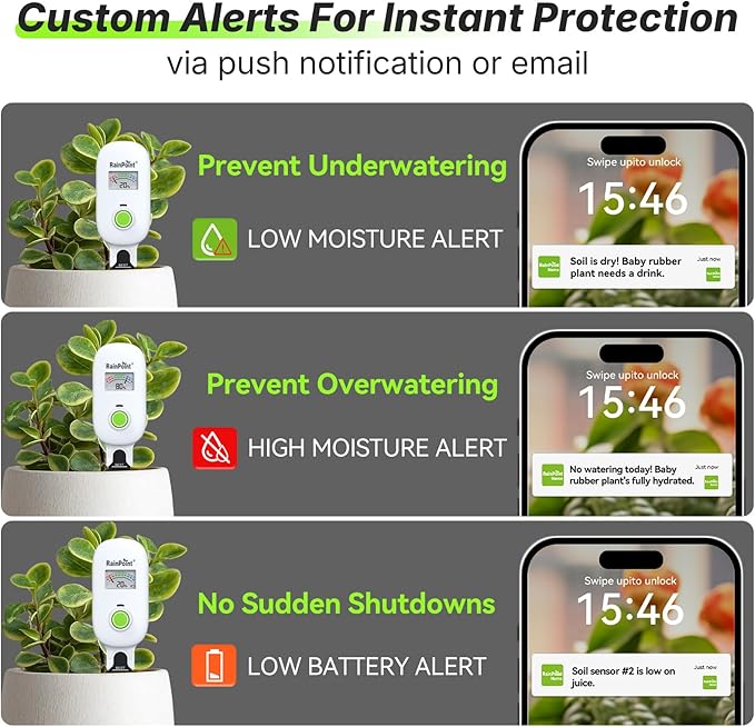 RAINPOINT Visual Gauge Digital Smart Wireless Plant Moisture Meter Kit - Image 5