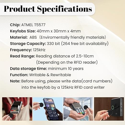 20pcs T5577 RFID Keyfobs 125khz Writable T5577 Key Fob Proximity ID Card Token - Image 4