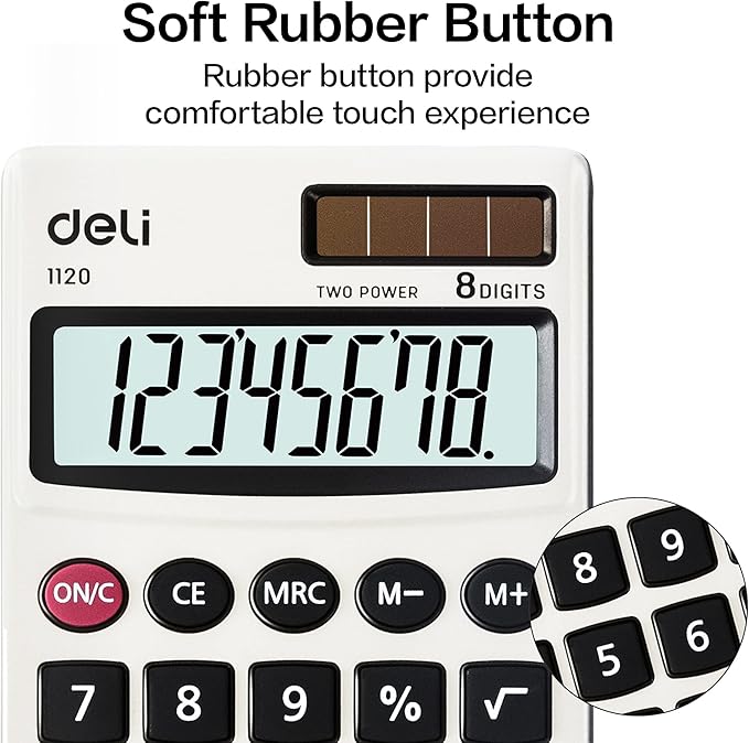 Calculator, Deli Standard Function Basic Calculators, Solar Battery Dual Power - Image 5