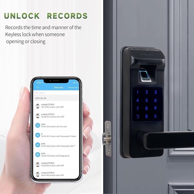 Smart Door Lock, Heavy Duty 5 in 1 Keyless Entry Door Lock, Full App Control - Image 3