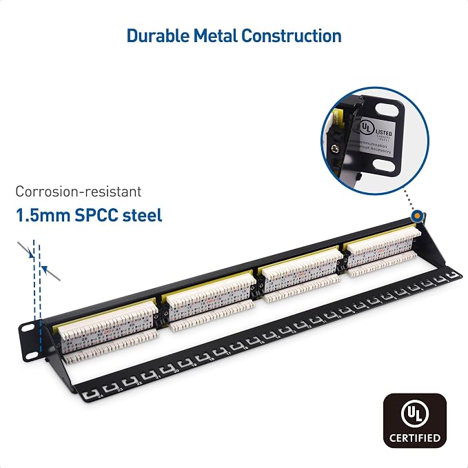 Cable Matters 24 Port Patch Panel Rackmount or Wall Mount 19-Inch - Image 5