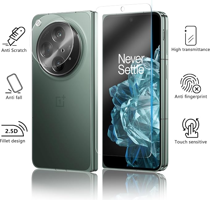 V-PORYADKU 2 Pack for OnePlus Open Screen Protector + 2 Pack Camera Lens - Image 6
