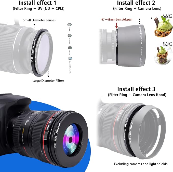 67mm Lens to 43mm Camera Lens Adapter, 67mm to 43mm Filter Step-Down Ring - Image 5