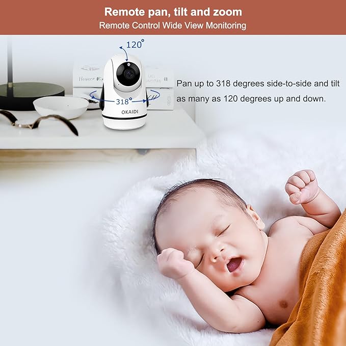 OKAIDI Video Baby Monitor with 2 Cameras, 30H Battery and 1000ft Range - Image 6