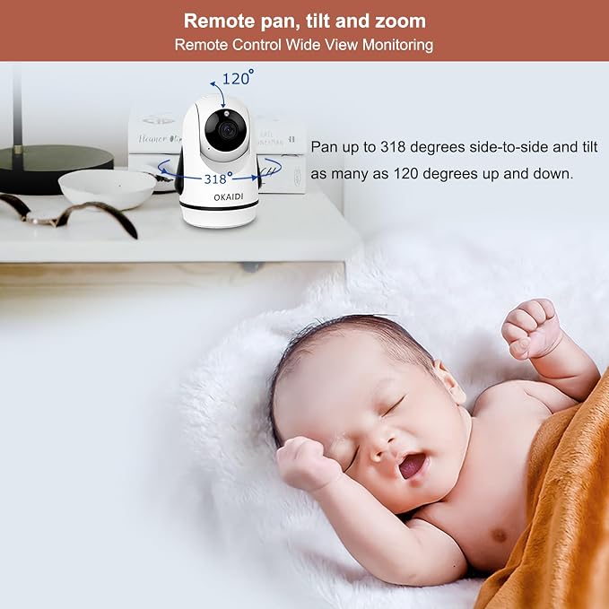 OKAIDI Video Baby Monitor with 4 Cameras, 30H Battery and 1000ft Range - Image 7