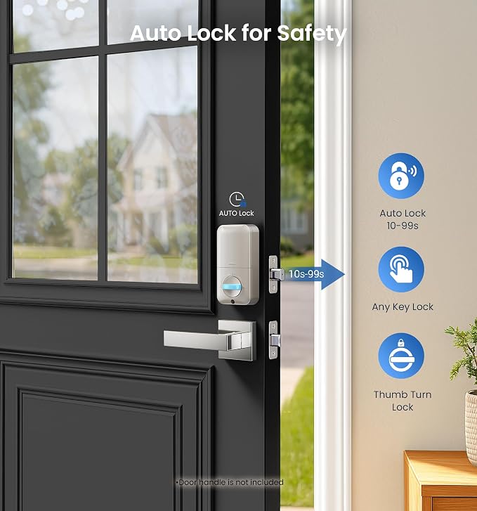 Veise KS02A Fingerprint Keyless Entry Door Lock, Auto Lock, Electronic Keypad - Image 4