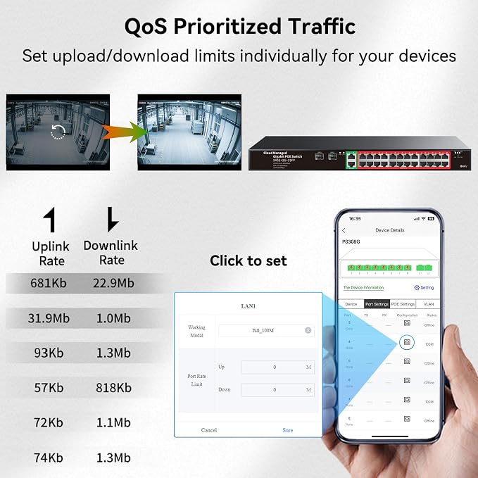 STEAMEMO 24-Port Managed Gigabit PoE+ Switch | 24×PoE+ Ports@360W, 2×Gigabit - Image 6