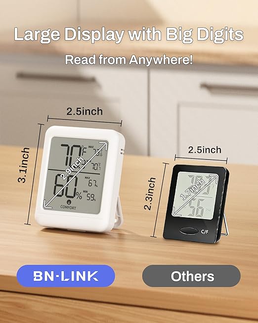 BN-LINK Digital Hygrometer Indoor Room Thermometer, Accurate Temperature and - Image 4