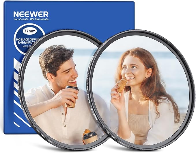 NEEWER 77mm 1/4 & 1/8 Black Diffusion Filter by Neewer
