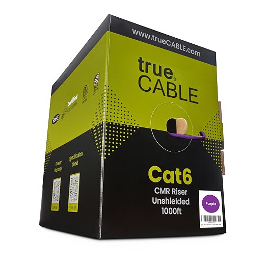 trueCABLE Cat6 Riser, 23AWG 4 Pair Solid Bare Copper, ETL Listed, Unshielded by trueCABLE