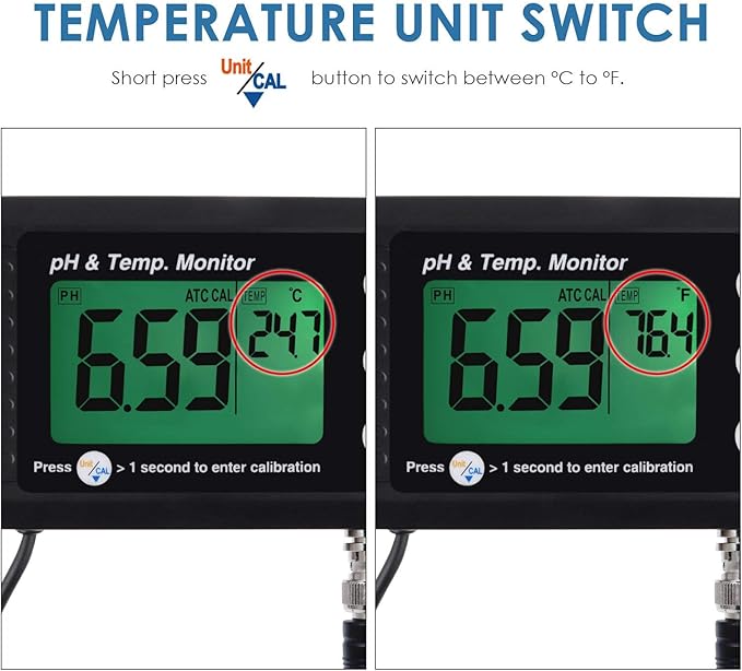 2 in 1 Temperature pH Monitor Meter Tester Sensor test Kit 0~14.0 pH Automatic - Image 5