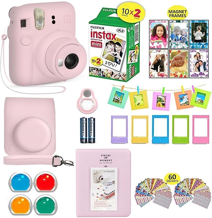 Fujifilm Instax Mini 12 Instant Camera Blossom Pink + Shutter Compatible by FUJIFILM
