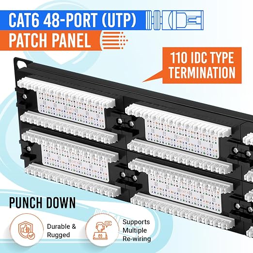 MONK CABLES | CAT6 Patch Panel | Puchdown | 48 Port - Image 3