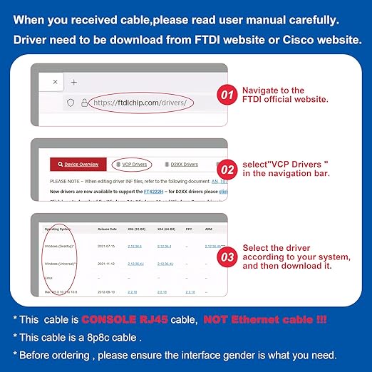 10ft USB-C to RJ45 Serial Adapter，USB C to Console Cable Essential Accessory of - Image 3