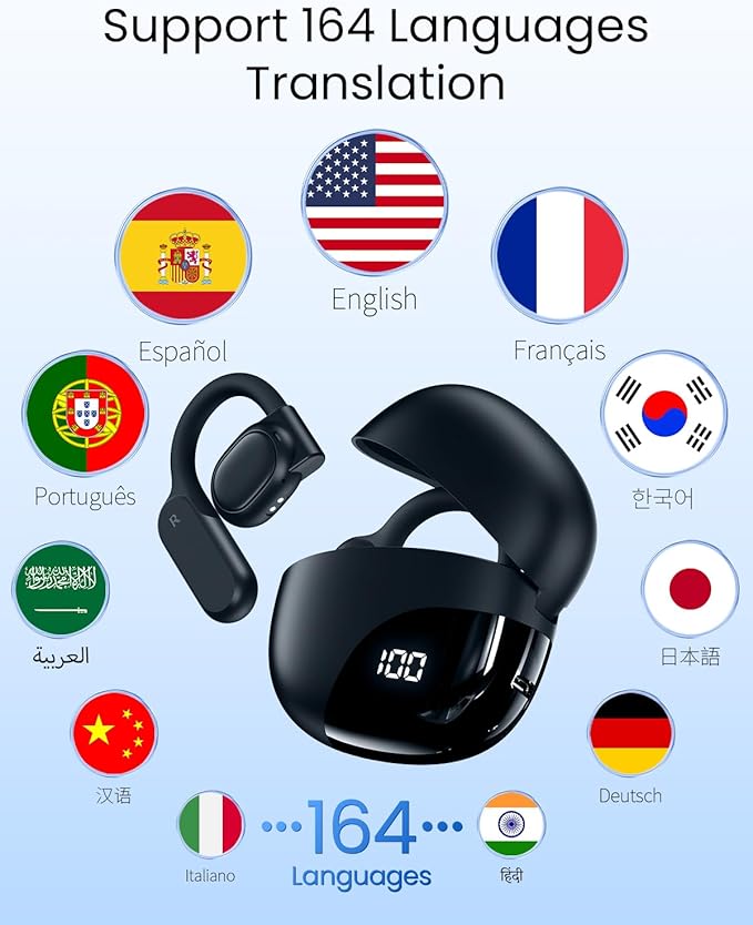 AI Translation Earbuds Real Time 164 Languages 80H Playtime Translator Ear Buds - Image 2