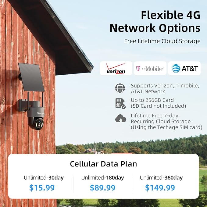 Techage 4G LTE Cellular Solar Security Camera Wireless Outdoor, 2.5K NO WiFi - Image 5