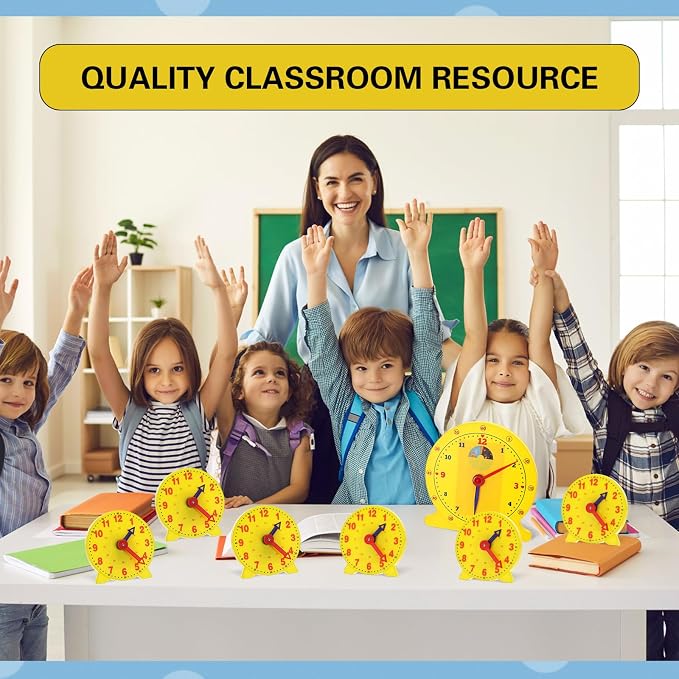 Lenwen 75 Pcs Classroom Clock Kit 24 Hours Learn to Tell Time Teaching Clock Toy - Image 4