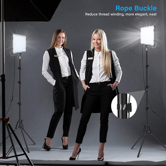2 Pack LED Video Light with 63'' Tripod Stand, Obeamiu 2500-8500K Dimmable - Image 6
