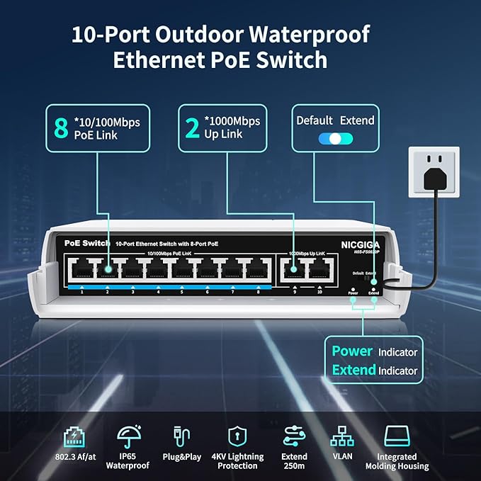 Outdoor Waterproof 8-Port PoE Switch - Image 2