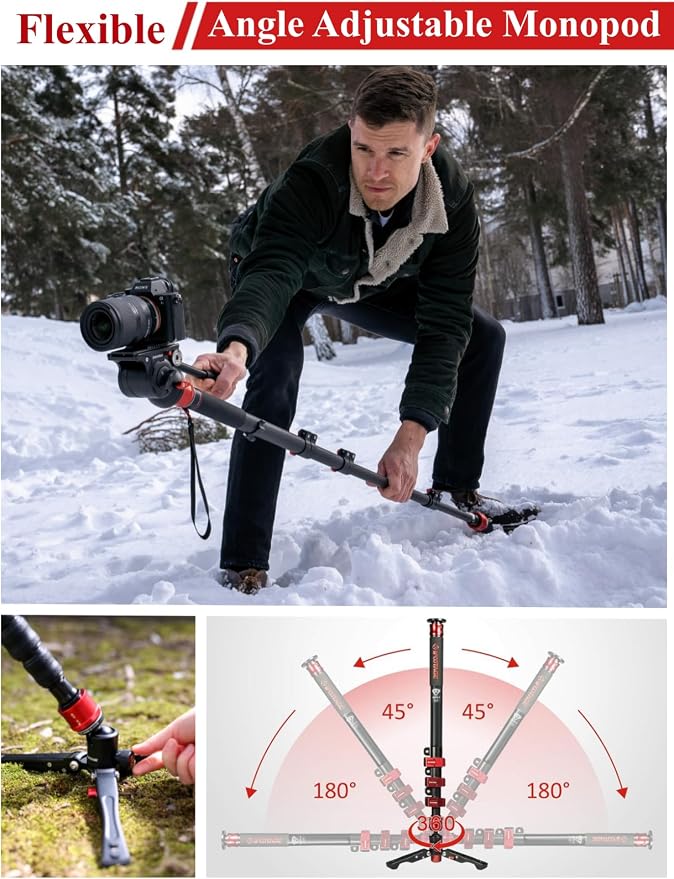 IFOOTAGE Monopod Cobra 3 A180F, Telescopic Video Mono pod Compatible - Image 6