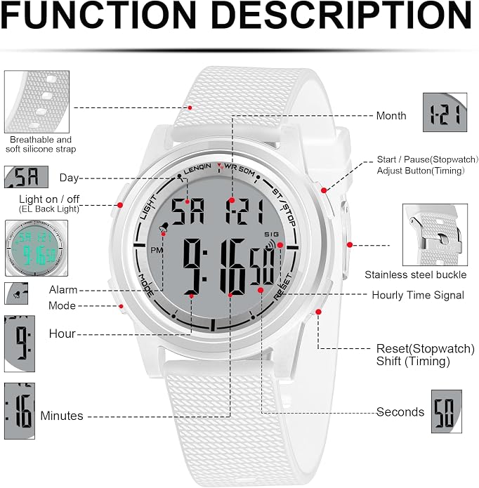 HANPOSH Mens Digital Watch Ultra Thin Minimalist Sports Waterproof Outdoor LED - Image 5