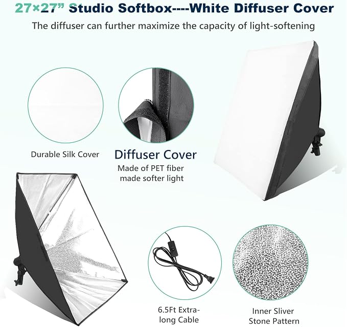 Torjim Softbox Photography Lighting Kit, Photography Continuous Lighting Kit - Image 5