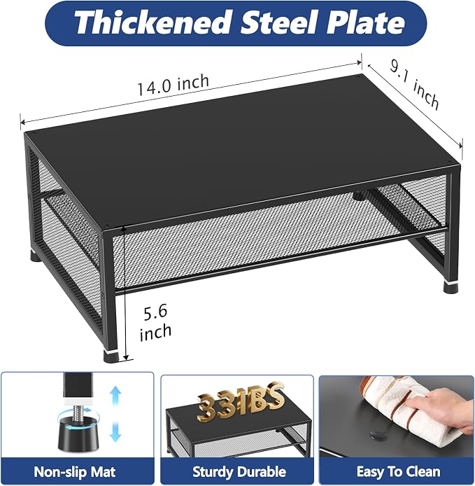 ECOLOVI 2-Tier Computer Monitor Stand Riser, Desk Organizer - Image 7
