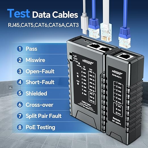 NOYAFA NF-468YS Network Cable Tester, Rechargeable RJ11 RJ45 Ethernet Cable - Image 3
