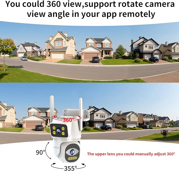 Dual Lens Cameras for Home Security, 2.4G/5G PTZ Outdoor Plug-in Camera - Image 4