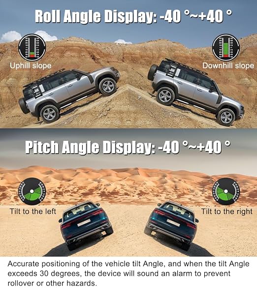 Car Inclinometer for Off-Road Driving Digital GPS Speedometer HUD, Pitch & Roll - Image 2