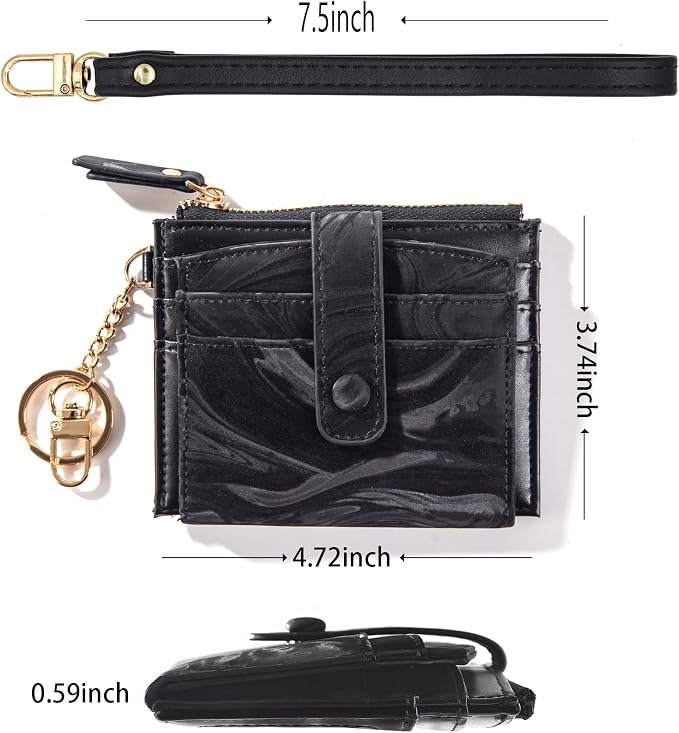 Keychain Wallet Wristlet Small Credit Card Holder Bracelet Key Chain Purse - Image 2