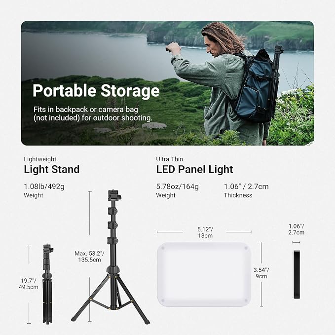 NEEWER Basics 2 Pack LED Video Light Panel Lighting Kit, 6.2" Dimmable Portable - Image 7