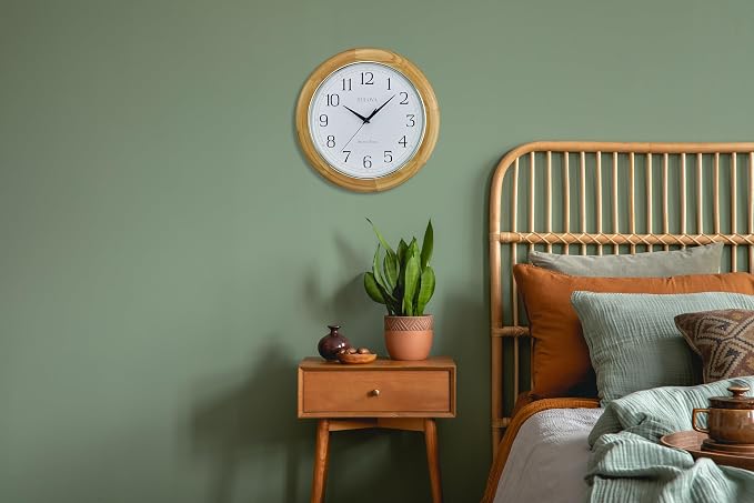 Bulova C5005 Wooden Atomic Analog Wall Clock | Automatically Sets Time | Large - Image 8