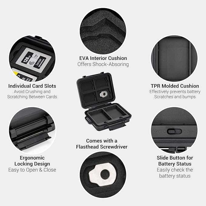 JJC Portable Camera Battery Memory Card Storage Case - Image 5