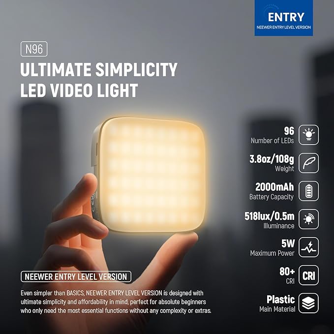 NEEWER Entry Level Version Magnetic LED Camera Light, 96 LEDs Bi Color Small - Image 2