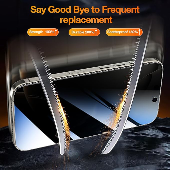 YMHML Compatible for iPhone 16 Pro Privacy Screen Protector Tempered Glass - Image 3