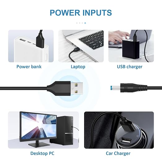 Powseed 5V Universal DC Power Cable, USB to DC Charging Cord - Image 2