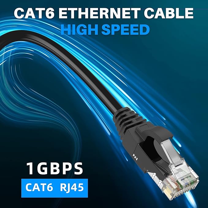 Adoreen Cat 6 Ethernet Cable 200 Ft-Black, Outdoor & Indoor Snagless Long Round - Image 5