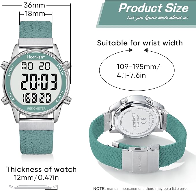 Hearkent Pedometer Watch for Walking Steps and Miles-Men&Women-Step Counter for - Image 2