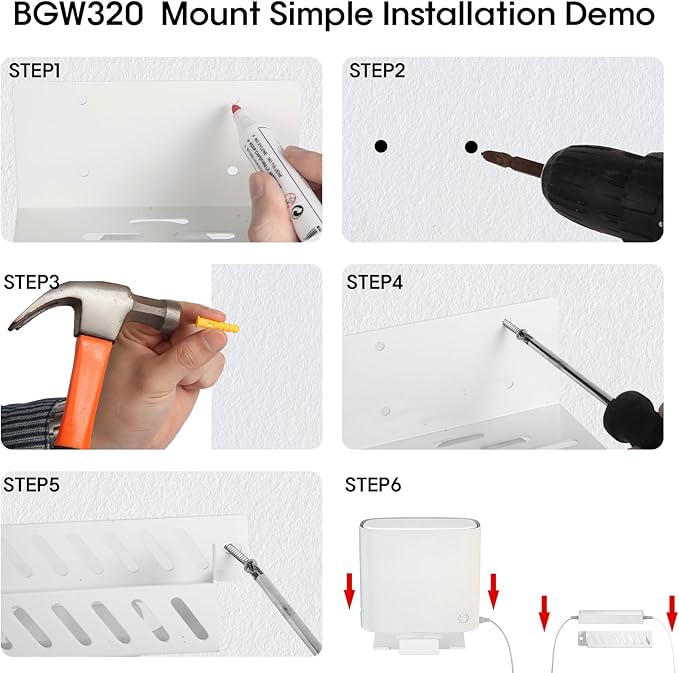 Metal Wall Mount for AT&T Fiber BGW320+Power Bricks Mount Holder Kit, Designed - Image 7