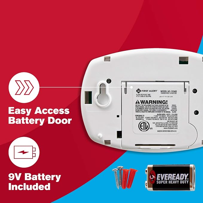 FIRST ALERT Carbon Monoxide Detector, No Outlet Required, Battery Operated - Image 3