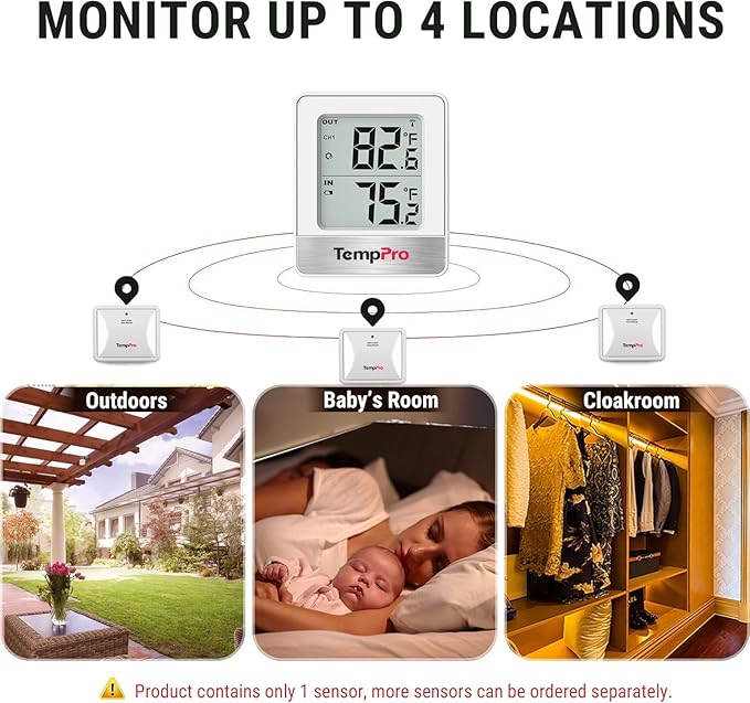 TempPro 500FT Indoor Outdoor Thermometer Wireless, Outdoor Thermometers - Image 6
