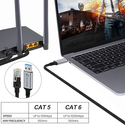 USB to Ethernet Cable 15 FT, USB 3.0 A to RJ45 Male Nylon Adapters, Gigabit - Image 5